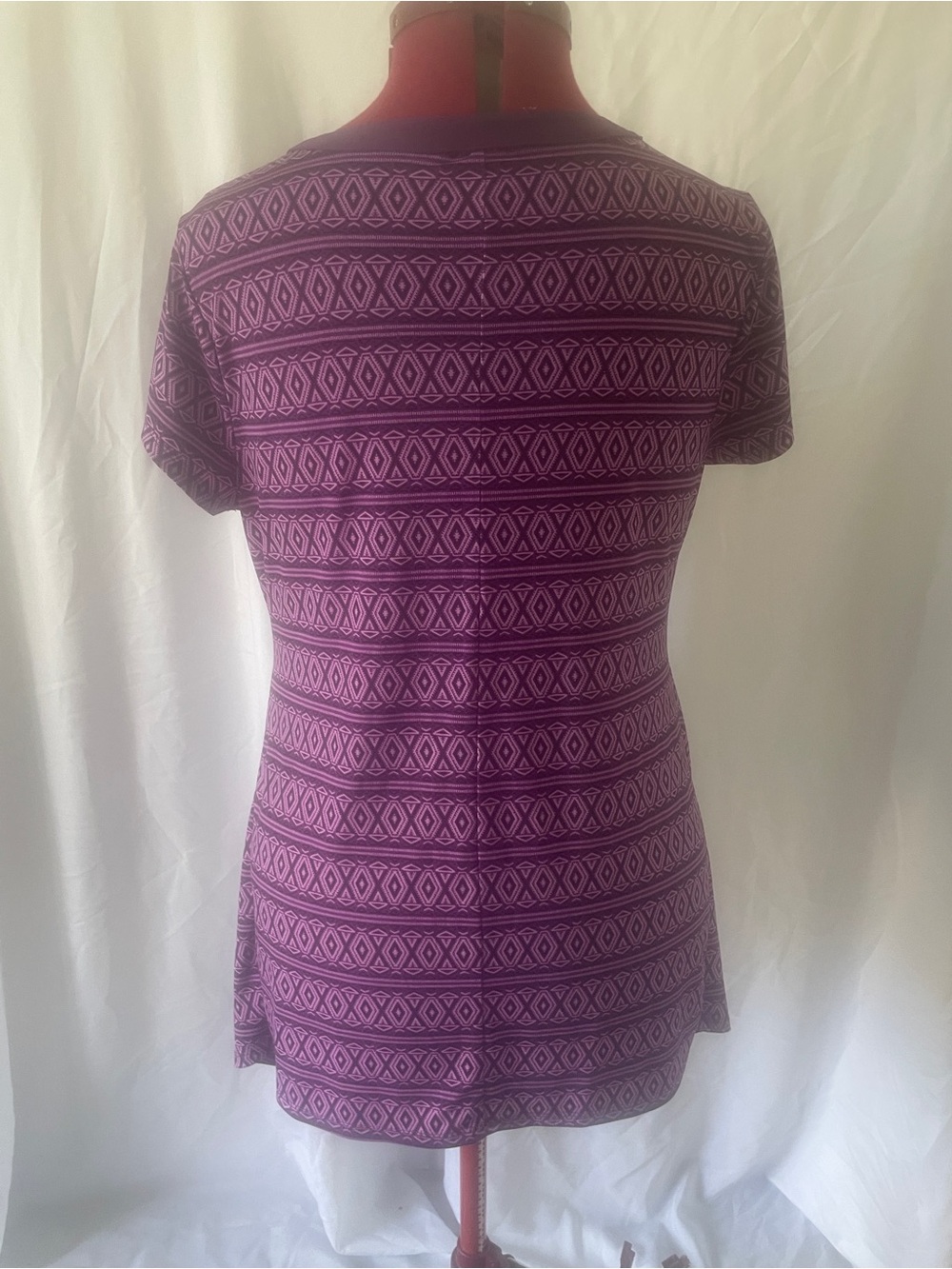 Purple Patterned V-Neck Women's Top - Picture 3 of 3